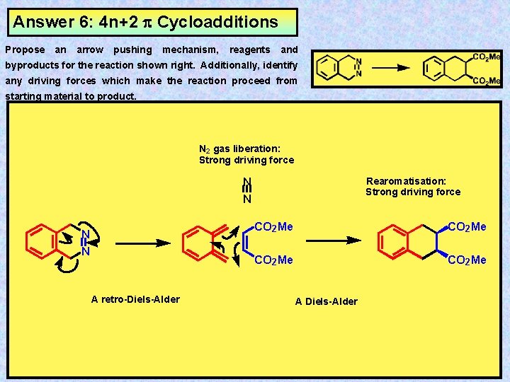 Answer 6: 4 n+2 Cycloadditions Propose an arrow pushing mechanism, reagents and byproducts for