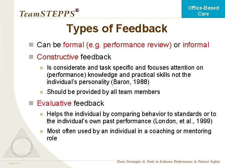 Office-Based Care ® Types of Feedback n Can be formal (e. g. performance review)