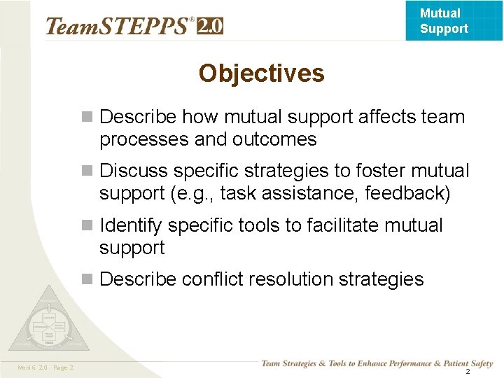 Mutual Support Objectives n Describe how mutual support affects team processes and outcomes n