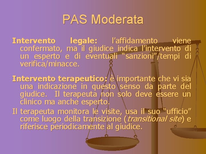 PAS Moderata Intervento legale: l’affidamento viene confermato, ma il giudice indica l’intervento di un