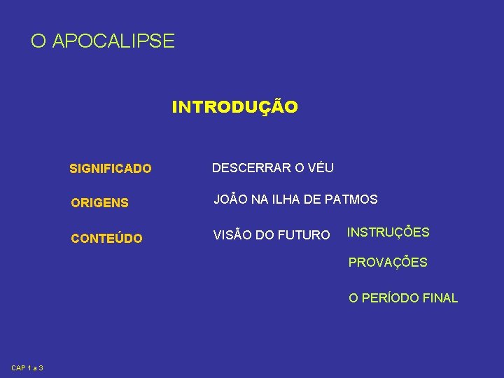 O APOCALIPSE INTRODUÇÃO SIGNIFICADO DESCERRAR O VÉU ORIGENS JOÃO NA ILHA DE PATMOS CONTEÚDO