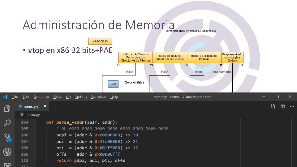 Administración de Memoria • vtop en x 86 32 bits+PAE 