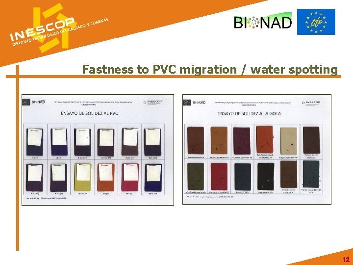 Fastness to PVC migration / water spotting 12 