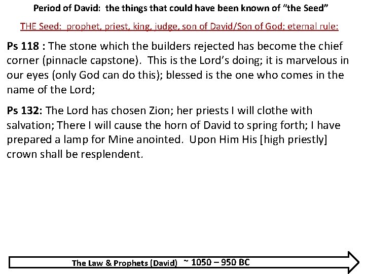 Period of David: the things that could have been known of “the Seed” THE