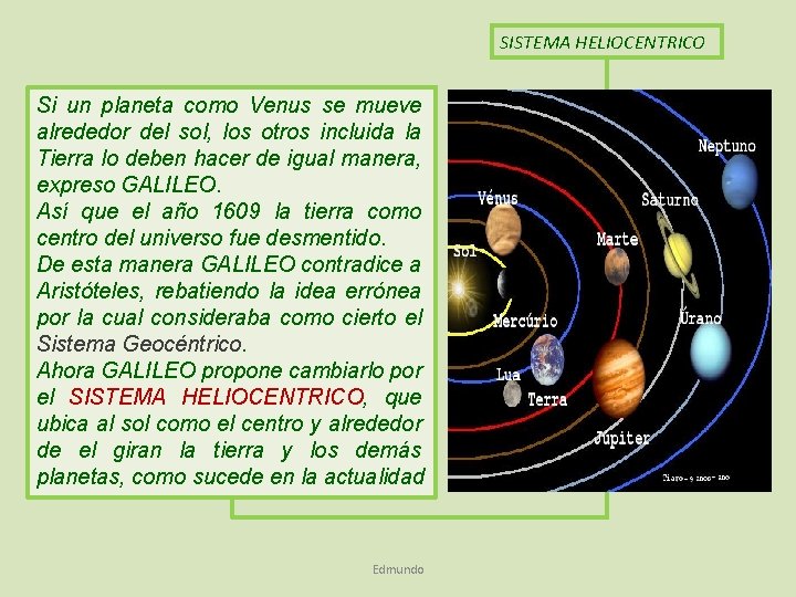 SISTEMA HELIOCENTRICO Si un planeta como Venus se mueve alrededor del sol, los otros SISTEMA HELIOCENTRICO Si un planeta como Venus se mueve alrededor del sol, los otros