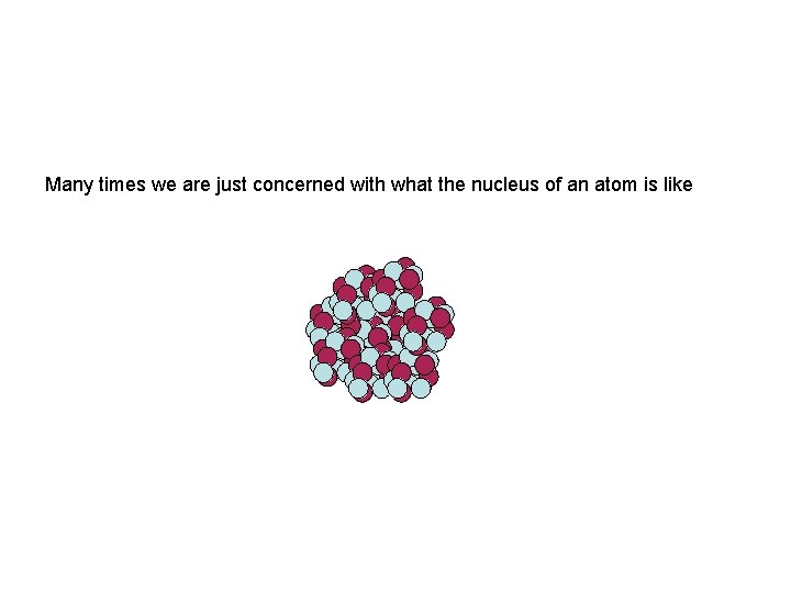 Many times we are just concerned with what the nucleus of an atom is