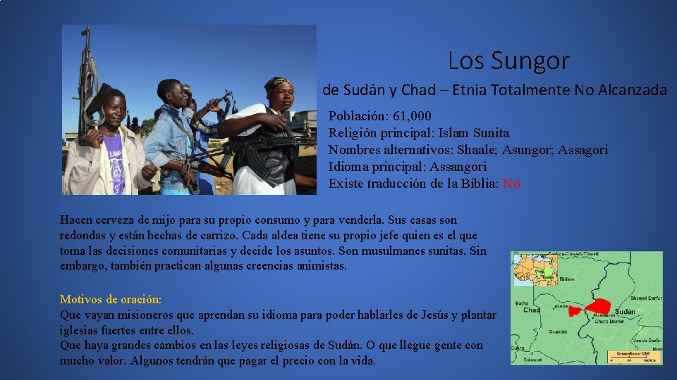 Los Sungor de Sudán y Chad – Etnia Totalmente No Alcanzada Población: 61, 000