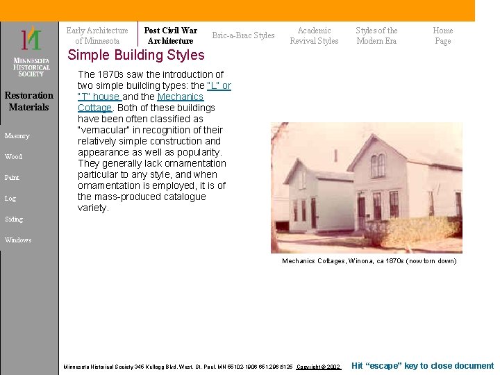 Early Architecture of Minnesota Post Civil War Architecture Bric-a-Brac Styles Academic Revival Styles of Early Architecture of Minnesota Post Civil War Architecture Bric-a-Brac Styles Academic Revival Styles of