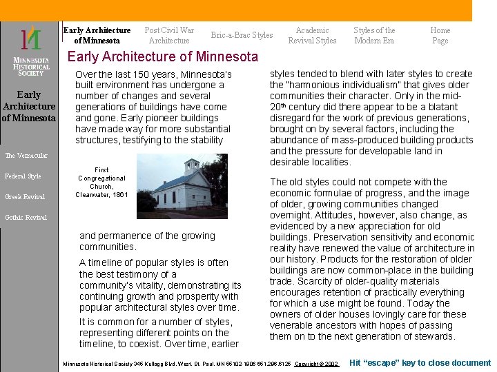 Early Architecture of Minnesota Post Civil War Architecture Bric-a-Brac Styles Academic Revival Styles of Early Architecture of Minnesota Post Civil War Architecture Bric-a-Brac Styles Academic Revival Styles of