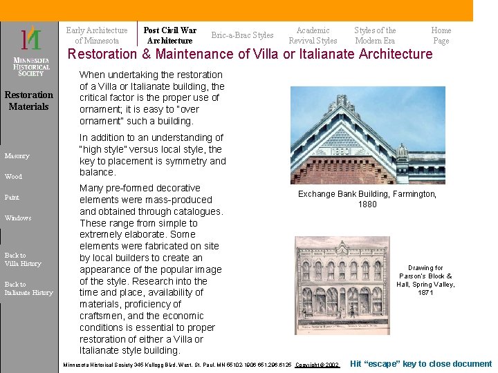 Early Architecture of Minnesota Post Civil War Architecture Bric-a-Brac Styles Academic Revival Styles of Early Architecture of Minnesota Post Civil War Architecture Bric-a-Brac Styles Academic Revival Styles of