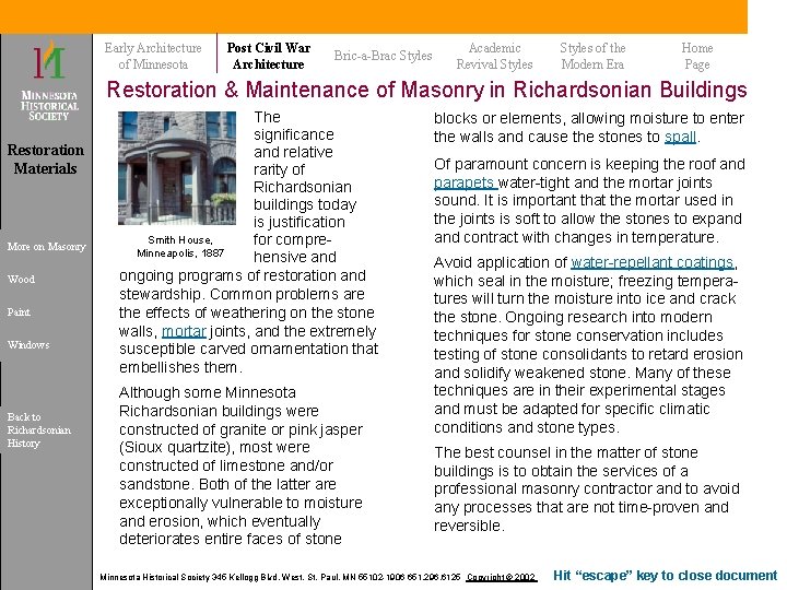 Early Architecture of Minnesota Post Civil War Architecture Bric-a-Brac Styles Academic Revival Styles of Early Architecture of Minnesota Post Civil War Architecture Bric-a-Brac Styles Academic Revival Styles of