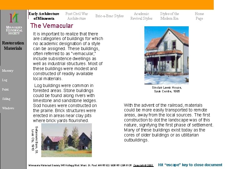 Early Architecture of Minnesota Post Civil War Architecture Bric-a-Brac Styles Academic Revival Styles of Early Architecture of Minnesota Post Civil War Architecture Bric-a-Brac Styles Academic Revival Styles of