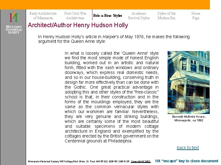 Early Architecture of Minnesota Post Civil War Architecture Bric-a-Brac Styles Academic Revival Styles of Early Architecture of Minnesota Post Civil War Architecture Bric-a-Brac Styles Academic Revival Styles of