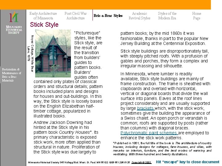 Early Architecture of Minnesota Post Civil War Architecture Bric-a-Brac Styles Academic Revival Styles of Early Architecture of Minnesota Post Civil War Architecture Bric-a-Brac Styles Academic Revival Styles of