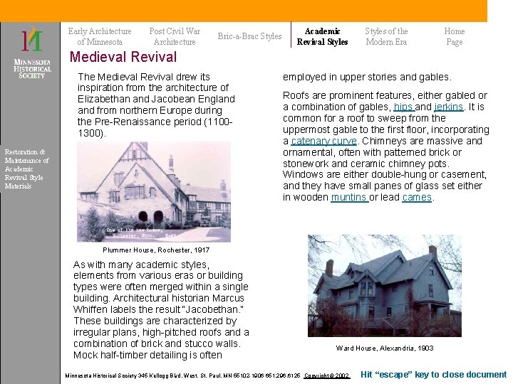 Early Architecture of Minnesota Post Civil War Architecture Bric-a-Brac Styles Academic Revival Styles of Early Architecture of Minnesota Post Civil War Architecture Bric-a-Brac Styles Academic Revival Styles of