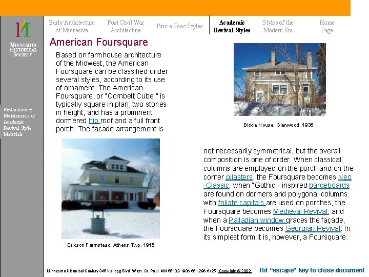 Early Architecture of Minnesota Post Civil War Architecture Bric-a-Brac Styles Academic Revival Styles of Early Architecture of Minnesota Post Civil War Architecture Bric-a-Brac Styles Academic Revival Styles of