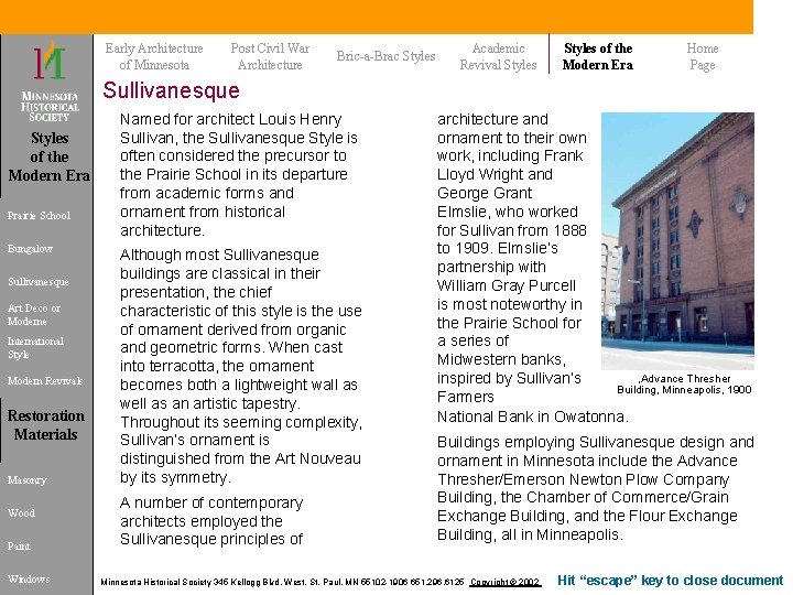 Early Architecture of Minnesota Post Civil War Architecture Bric-a-Brac Styles Academic Revival Styles of Early Architecture of Minnesota Post Civil War Architecture Bric-a-Brac Styles Academic Revival Styles of
