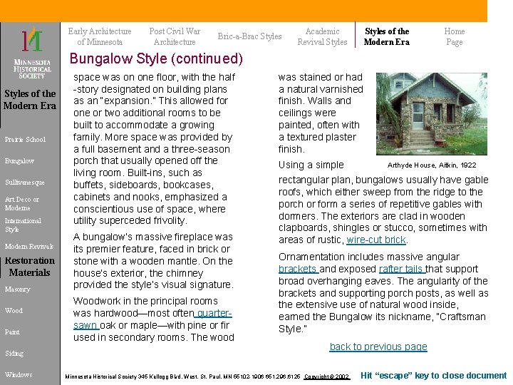 Early Architecture of Minnesota Post Civil War Architecture Bric-a-Brac Styles Academic Revival Styles of Early Architecture of Minnesota Post Civil War Architecture Bric-a-Brac Styles Academic Revival Styles of