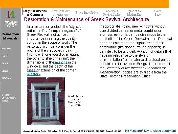 Early Architecture of Minnesota Post Civil War Architecture Bric-a-Brac Styles Academic Revival Styles of Early Architecture of Minnesota Post Civil War Architecture Bric-a-Brac Styles Academic Revival Styles of