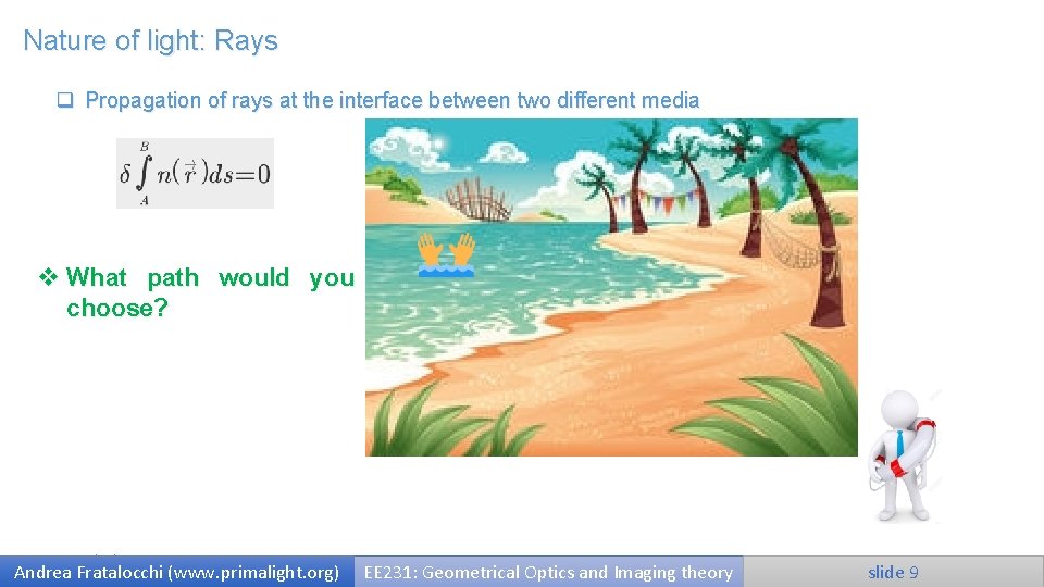 Nature of light: Rays q Propagation of rays at the interface between two different