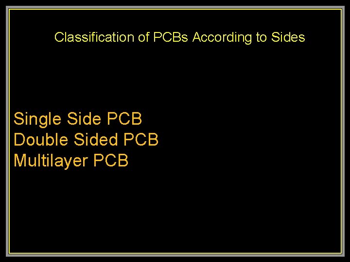  Classification of PCBs According to Sides Single Side PCB Double Sided PCB Multilayer