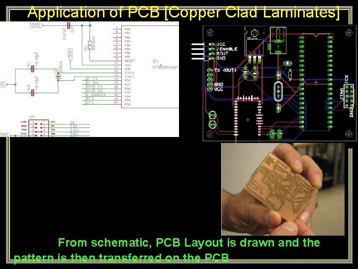 Application of PCB [Copper Clad Laminates] From schematic, PCB Layout is drawn and the