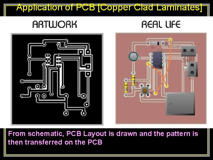 Application of PCB [Copper Clad Laminates] From schematic, PCB Layout is drawn and the