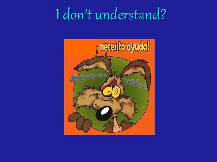 I don’t understand? ¡ 