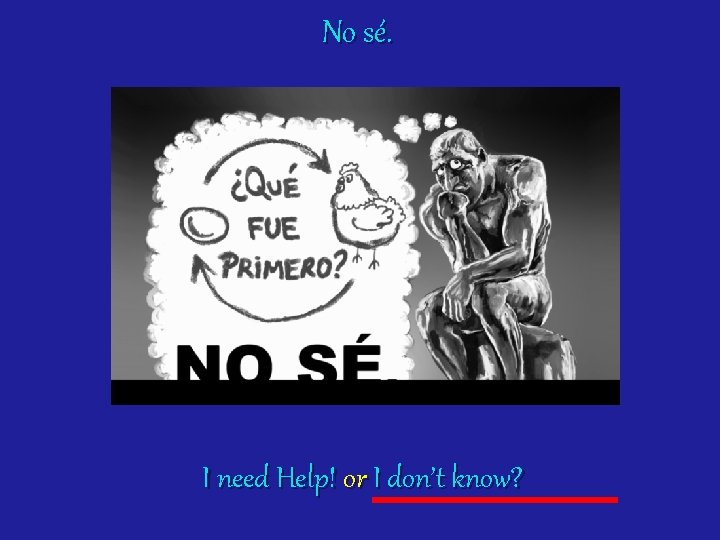 No sé. I need Help! or I don’t know? 