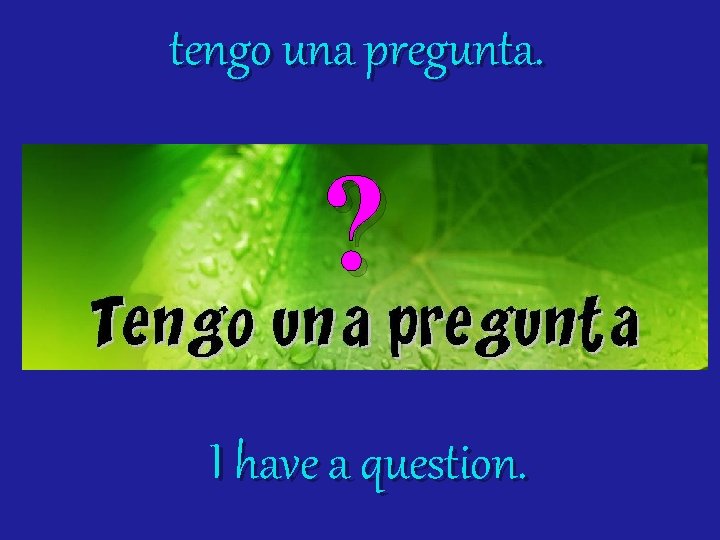 tengo una pregunta. ? I have a question. 