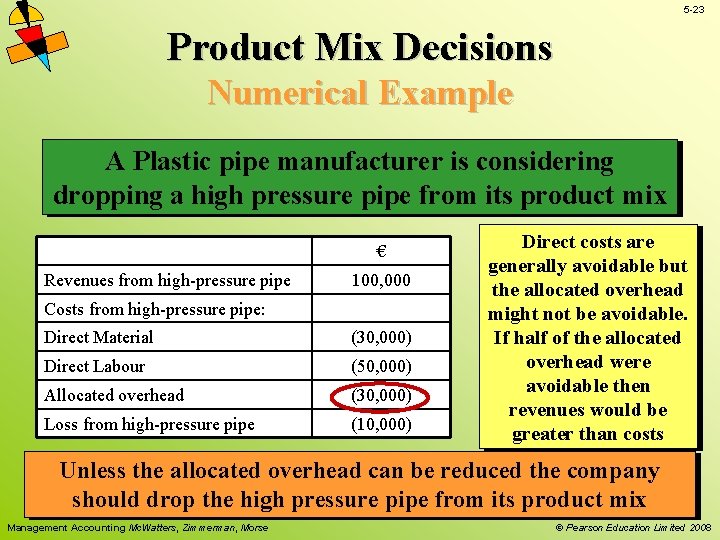5 -23 Product Mix Decisions Numerical Example A Plastic pipe manufacturer is considering dropping 5 -23 Product Mix Decisions Numerical Example A Plastic pipe manufacturer is considering dropping