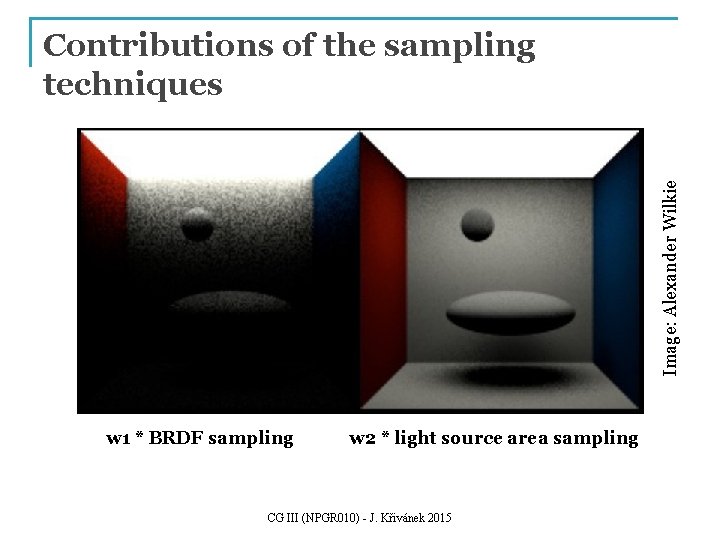 Image: Alexander Wilkie Contributions of the sampling techniques w 1 * BRDF sampling w