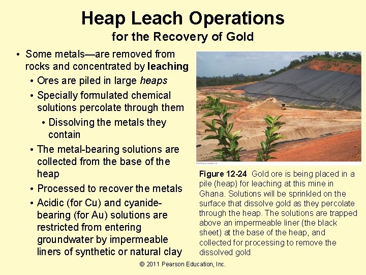 Heap Leach Operations for the Recovery of Gold • Some metals—are removed from rocks