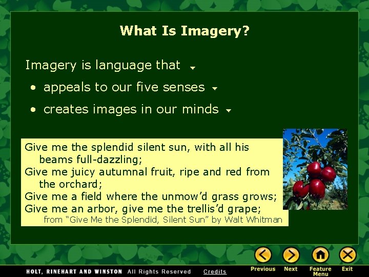 What Is Imagery? Imagery is language that • appeals to our five senses •