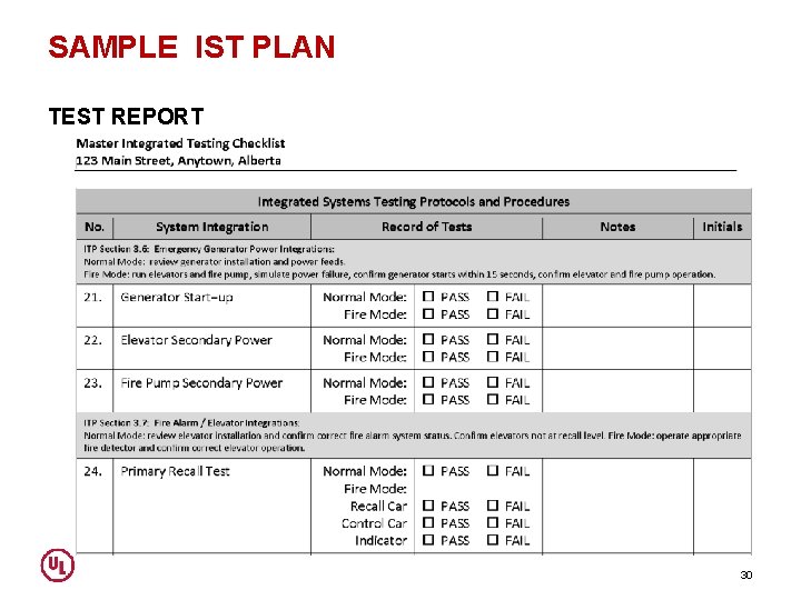 SAMPLE IST PLAN TEST REPORT 30 