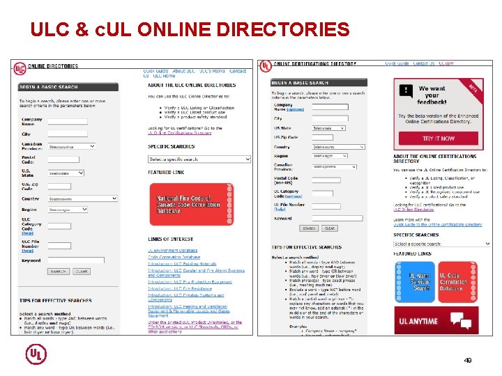 ULC & c. UL ONLINE DIRECTORIES 49 