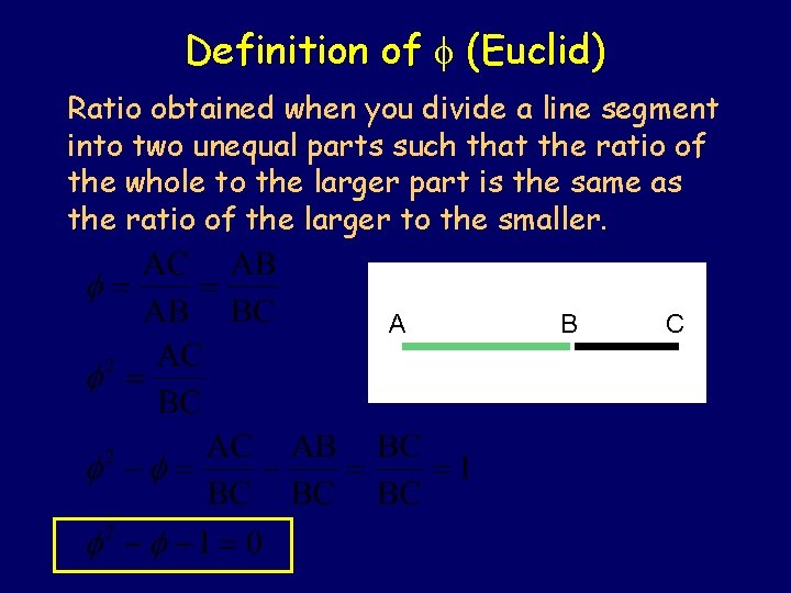 Definition of (Euclid) Ratio obtained when you divide a line segment into two unequal