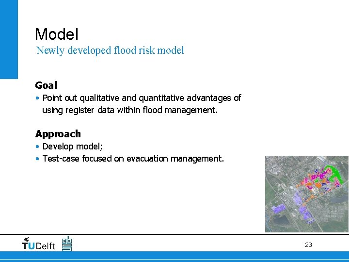 Model Newly developed flood risk model Goal • Point out qualitative and quantitative advantages Model Newly developed flood risk model Goal • Point out qualitative and quantitative advantages