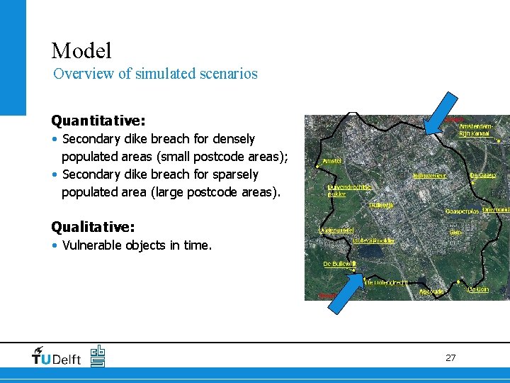Model Overview of simulated scenarios Quantitative: • Secondary dike breach for densely populated areas Model Overview of simulated scenarios Quantitative: • Secondary dike breach for densely populated areas
