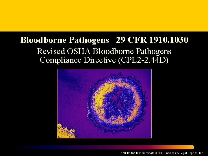 Bloodborne Pathogens 29 CFR 1910. 1030 Revised OSHA Bloodborne Pathogens Compliance Directive (CPL 2