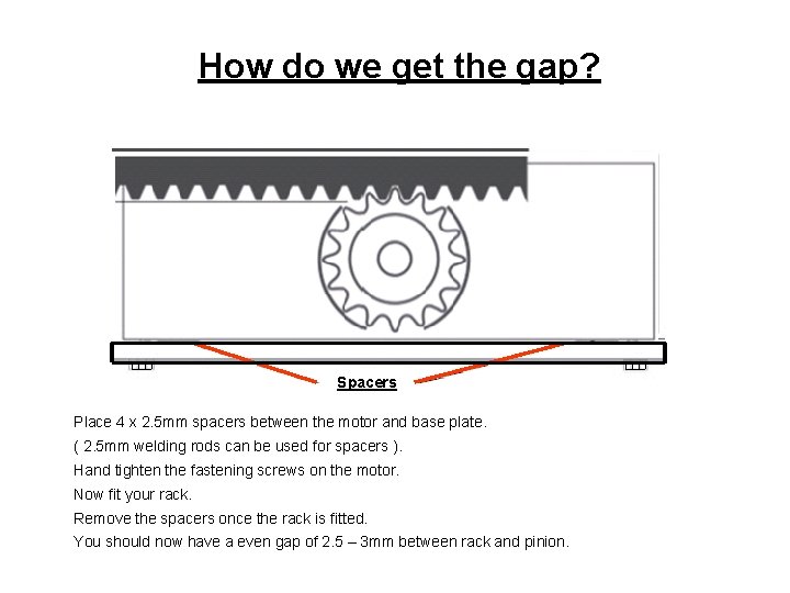 How do we get the gap? Spacers Place 4 x 2. 5 mm spacers