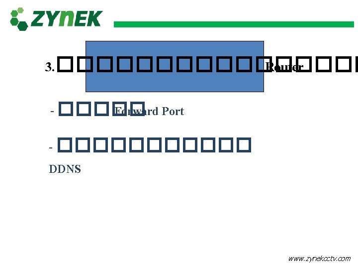 3. �������� Router - ����� Forward Port - ������ DDNS www. zynekcctv. com 