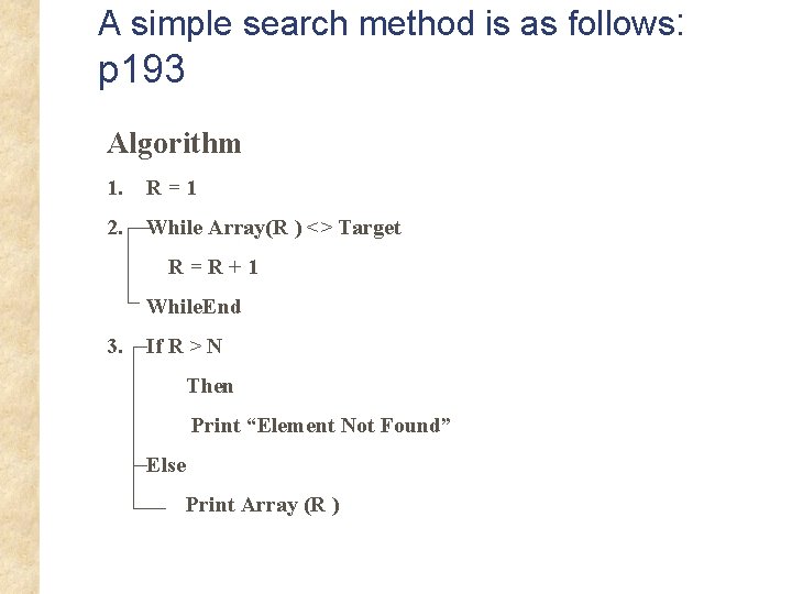 A simple search method is as follows: p 193 Algorithm 1. R=1 2. While