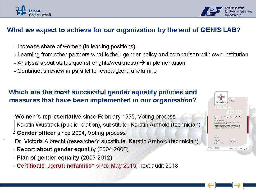 What we expect to achieve for our organization by the end of GENIS LAB?