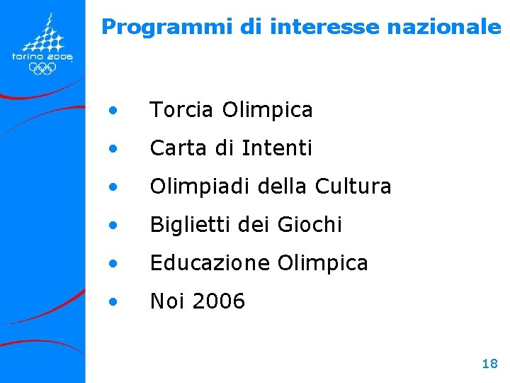 Programmi di interesse nazionale • Torcia Olimpica • Carta di Intenti • Olimpiadi della Programmi di interesse nazionale • Torcia Olimpica • Carta di Intenti • Olimpiadi della