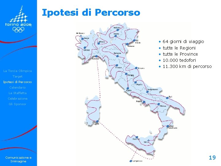 Ipotesi di Percorso • • • 64 giorni di viaggio tutte le Regioni tutte Ipotesi di Percorso • • • 64 giorni di viaggio tutte le Regioni tutte