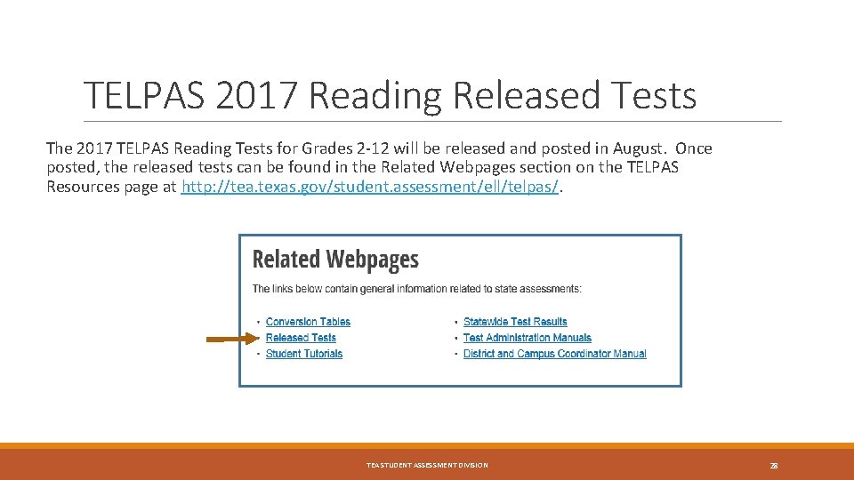 TELPAS 2017 Reading Released Tests The 2017 TELPAS Reading Tests for Grades 2 -12