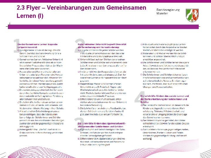 2. 3 Flyer – Vereinbarungen zum Gemeinsamen Lernen (I) 23 