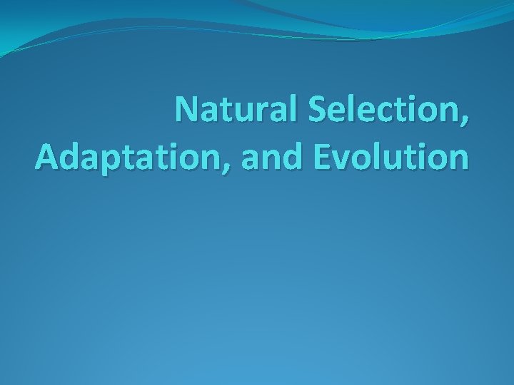 Natural Selection, Adaptation, and Evolution 