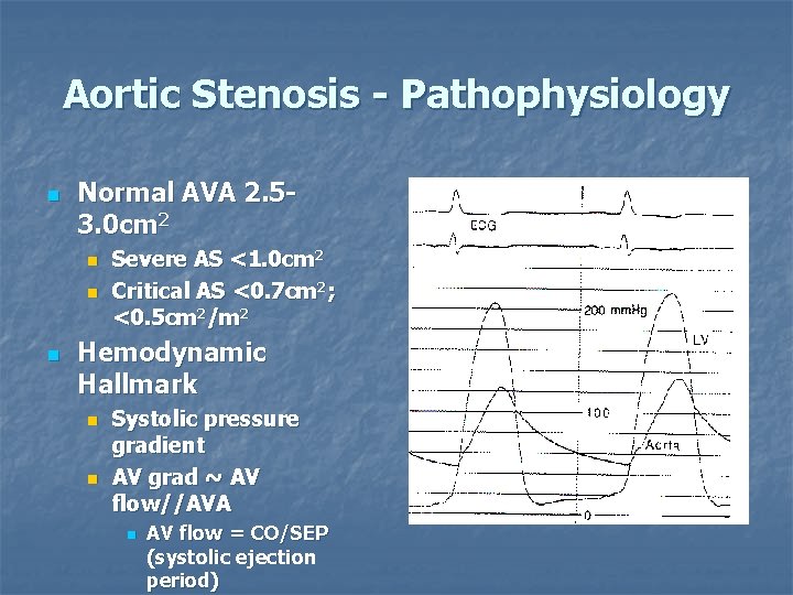 Aortic Stenosis - Pathophysiology n Normal AVA 2. 53. 0 cm 2 n n